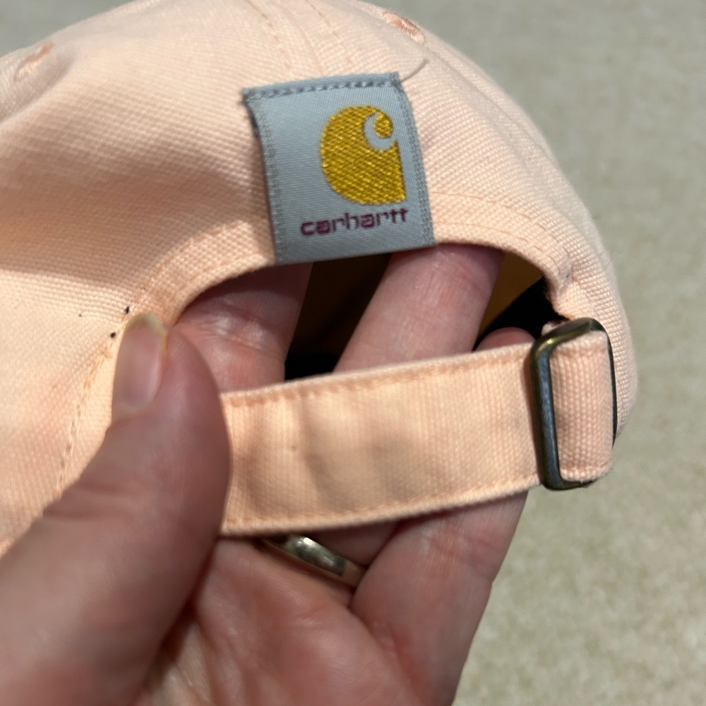 Carhartt Women's Canvas Script embroidered Graphic Cap Peachy Pink Baseball Cap - Picture 3 of 8